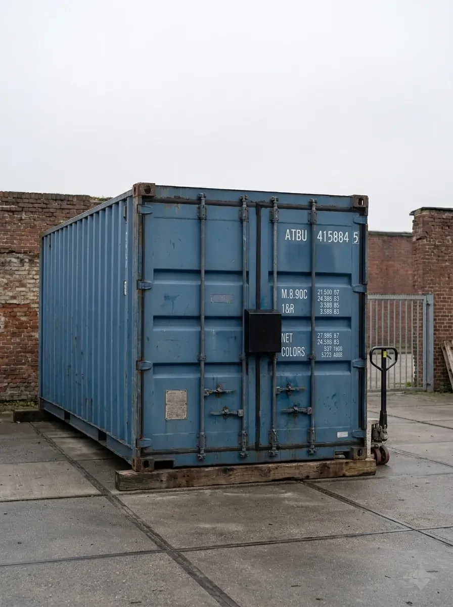 Gemieteter Lagercontainer auf dem Betriebsgelände eines Kunden in Hamburg